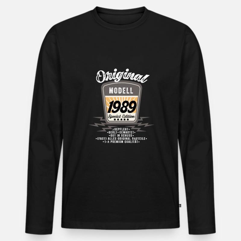 Modell 1989 - Männer Premium Bio Langarmshirt - Schwarz