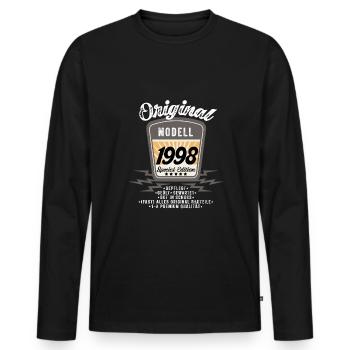 Modell 1998 - Männer Premium Bio Langarmshirt - Schwarz - Vorne - Nico (187cm)