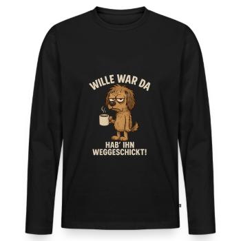 La volonté était là café lundi - T-shirt manches longues Premium bio Homme - noir - Devant - Nico (187cm)