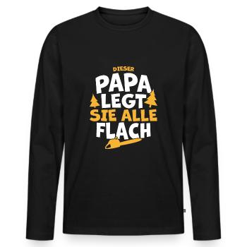 Papa Holz Holzmachen Waldarbeiter Geschenk lustig - Männer Premium Bio Langarmshirt - Schwarz - Vorne - Nico (187cm)
