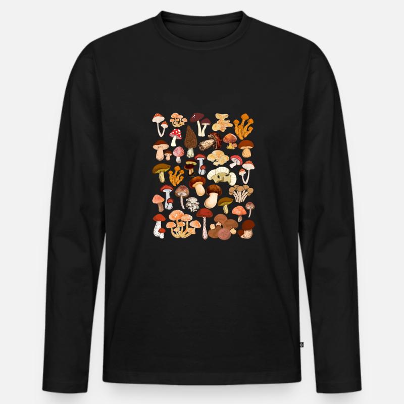 Pilze suchen - Männer Premium Bio Langarmshirt - Schwarz