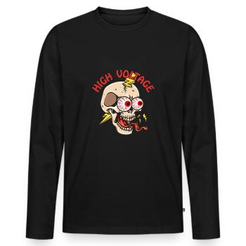 High voltag skull electrician lineman - Men's Premium Organic Long Sleeve Shirt - black - Front - Nico (187cm)