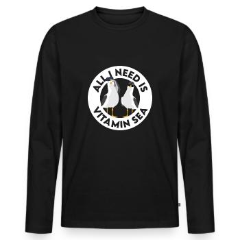 Tout ce dont j'ai besoin, c'est de la vitamine Mer du nord de l'Allemagne Möwe - T-shirt manches longues Premium bio Homme - noir - Devant - Nico (187cm)
