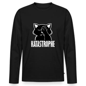 Süße Katze Katastrophe Alter Meme Facepalm - Männer Premium Bio Langarmshirt - Schwarz - Vorne - Nico (187cm)