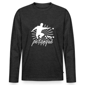 Boules player petanque throw motif - Men's Premium Organic Long Sleeve Shirt - heather anthracite - Front - Nico (187cm)