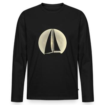 Sailboat Captain Moonlight Silhouette - Men's Premium Organic Long Sleeve Shirt - black - Front - Nico (187cm)