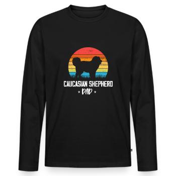 Chien de berger du Caucase Ovcharka - T-shirt manches longues Premium bio Homme - noir - Devant - Nico (187cm)