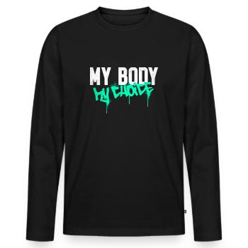 My body my choice - Männer Premium Bio Langarmshirt - Schwarz - Vorne - Nico (187cm)
