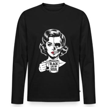 Noir comme mon âme ! Goth Café Emo Girl - T-shirt manches longues Premium bio Homme - noir - Devant - Nico (187cm)