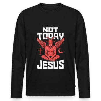 Not Jesus today! Satanist Atheist Goth Aesthetic - Men's Premium Organic Long Sleeve Shirt - black - Front - Nico (187cm)