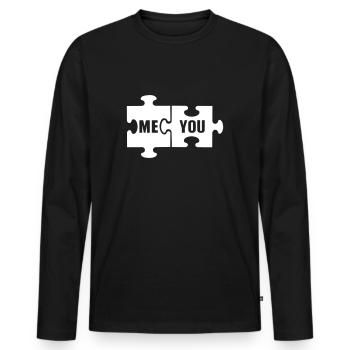 Puzzle - Männer Premium Bio Langarmshirt - Schwarz - Vorne - Nico (187cm)