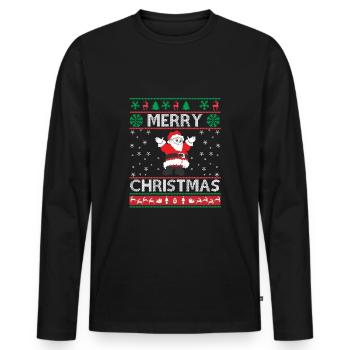 Noël laid - T-shirt manches longues Premium bio Homme - noir - Devant - Nico (187cm)