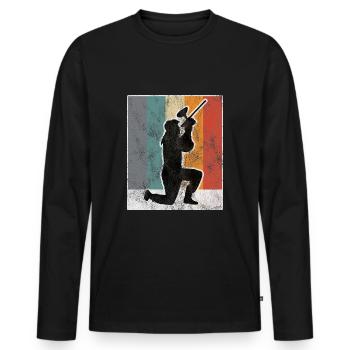 Paintball Retro Gotcha Paintballer Airsoft Softair - Men's Premium Organic Long Sleeve Shirt - black - Front - Nico (187cm)