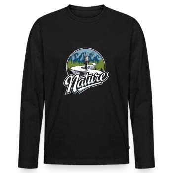 Wanderwege in der Natur - Männer Premium Bio Langarmshirt - Schwarz - Vorne - Nico (187cm)