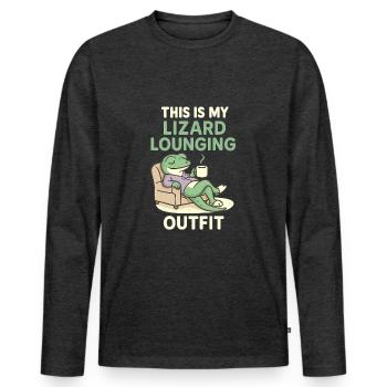 Chemise Gecko - c’est ma tenue de détente de lézard - T-shirt manches longues Premium bio Homme - anthracite chiné - Devant - Nico (187cm)