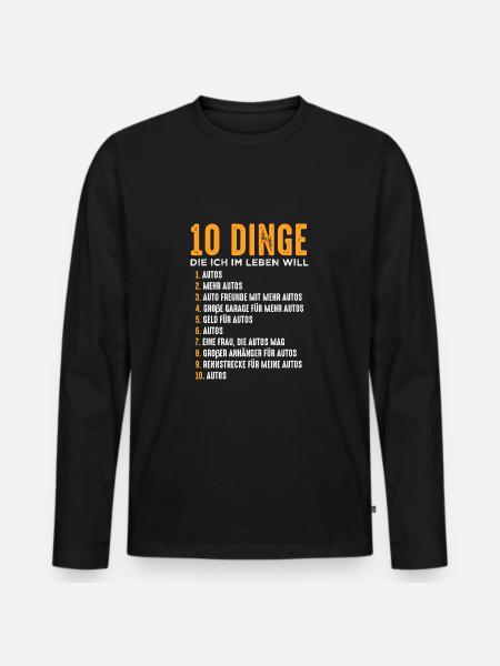 10 dinge auto mechaniker - Männer Premium Bio Langarmshirt - Schwarz