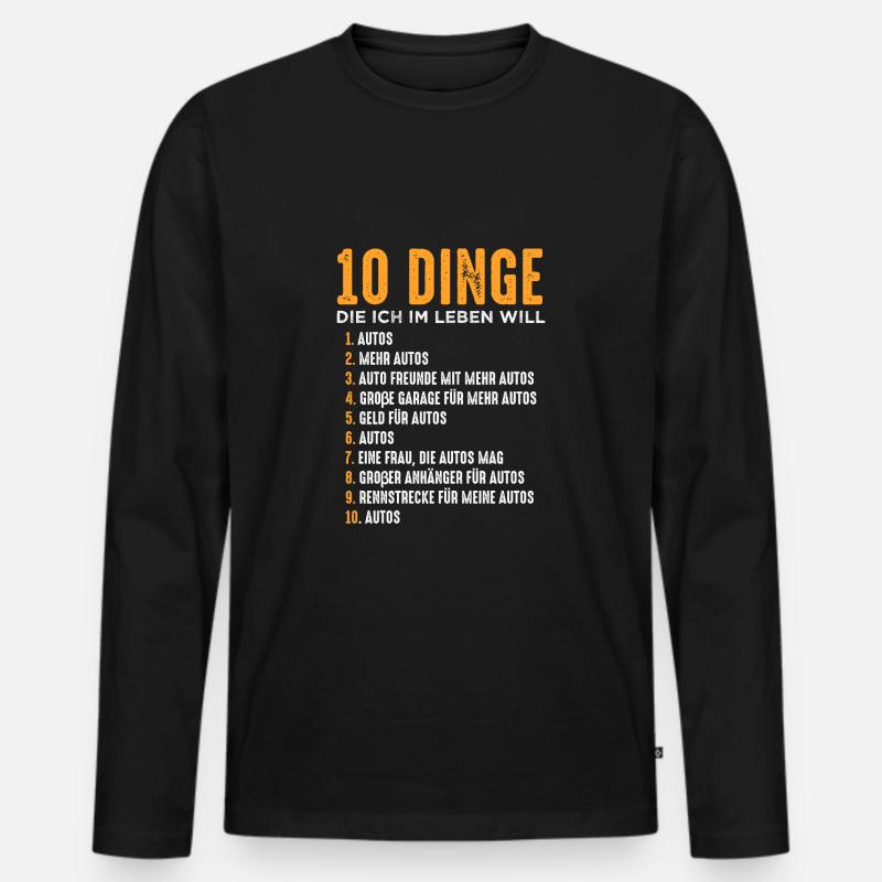 10 dinge auto mechaniker - Männer Premium Bio Langarmshirt - Schwarz