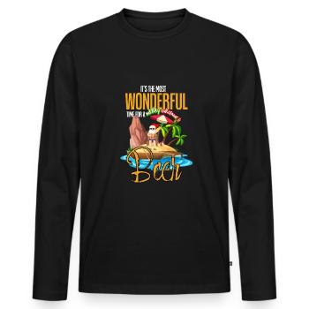 Funny Christmas In July Santa Claus Surfing On The - Men's Premium Organic Long Sleeve Shirt - black - Front - Nico (187cm)