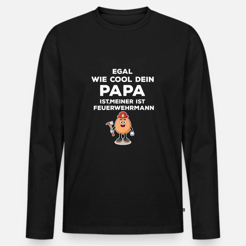 Feuerwehr Feuerwehrmann Papa Kind - Männer Premium Bio Langarmshirt - Schwarz