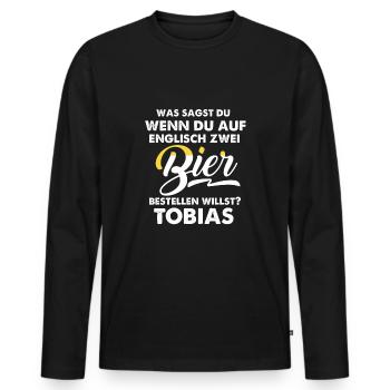 Two beers or Tobias - Männer Premium Bio Langarmshirt - Schwarz - Vorne - Nico (187cm)