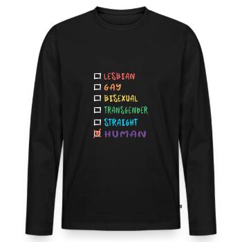 Mensch Regenbogenfarben - Männer Premium Bio Langarmshirt - Schwarz - Vorne - Nico (187cm)
