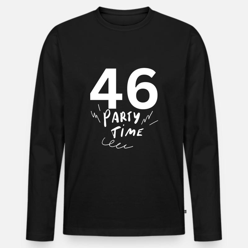 46 - Männer Premium Bio Langarmshirt - Schwarz