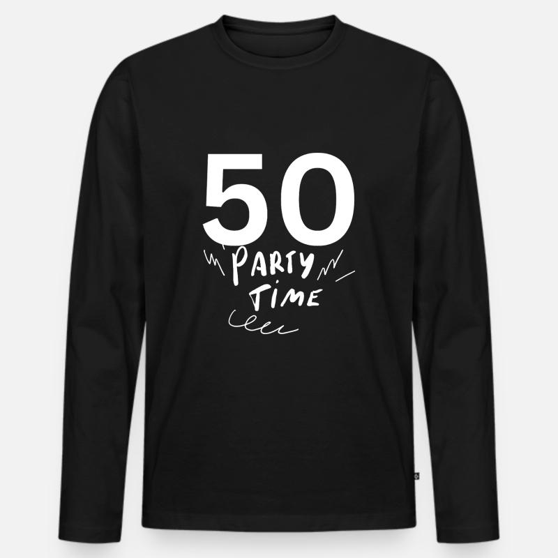 50 - Männer Premium Bio Langarmshirt - Schwarz
