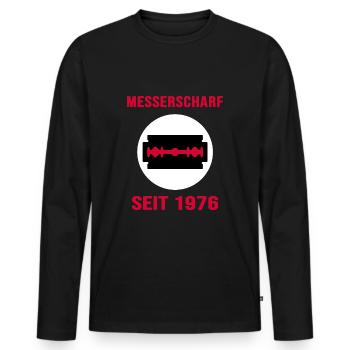 1976 geburtstag jubiläum messerscharf retro party - Männer Premium Bio Langarmshirt - Schwarz - Vorne - Nico (187cm)