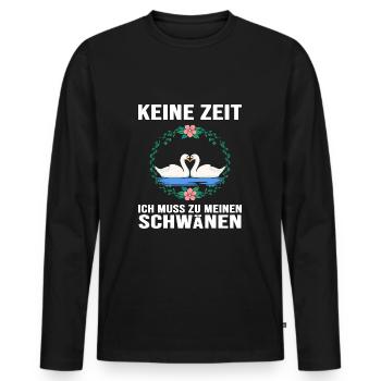 Schwan "Schwanzeit" Schwäne verliebt Schwanpaar - Männer Premium Bio Langarmshirt - Schwarz - Vorne - Nico (187cm)