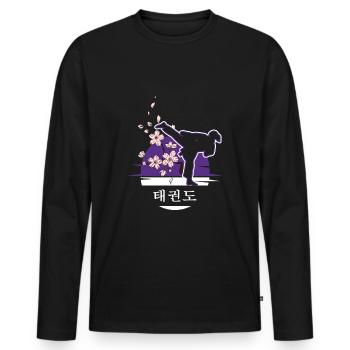 Tout Combat Girl Taekwondo Girl TKD Tae-Kwon-Do - T-shirt manches longues Premium bio Homme - noir - Devant - Nico (187cm)