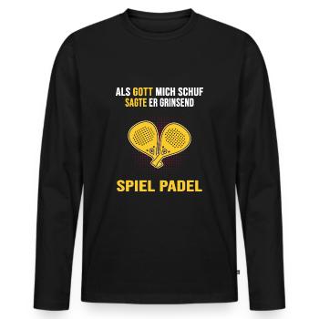 Padel PADELTENNIS Joueur de padel Dieu du padel - T-shirt manches longues Premium bio Homme - noir - Devant - Nico (187cm)