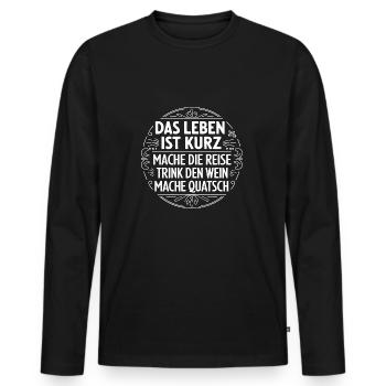 Das Leben ist eine kurze Reise - nutze die Zeit - Männer Premium Bio Langarmshirt - Schwarz - Vorne - Nico (187cm)