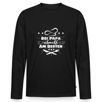Bei Papa Schmeckts Am Besten Kochmütze Bester Koch - Männer Premium Bio Langarmshirt - Schwarz - Vorne - Nico (187cm)