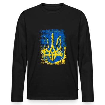 Ukraine Wappen - Männer Premium Bio Langarmshirt - Schwarz - Vorne - Nico (187cm)