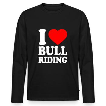 I love bull riding - Männer Premium Bio Langarmshirt - Schwarz - Vorne - Nico (187cm)