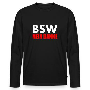 Bsw nein danke - Männer Premium Bio Langarmshirt - Schwarz - Vorne - Nico (187cm)
