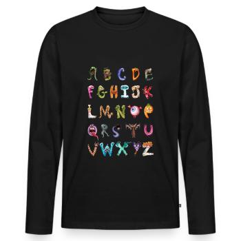 Effrayant monstre mignon alphabet cartoon ABC - T-shirt manches longues Premium bio Homme - noir - Devant - Nico (187cm)