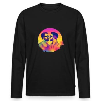 Fierté Amour Hommes - T-shirt manches longues Premium bio Homme - noir - Devant - Nico (187cm)