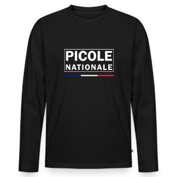Picole Nationale - T-shirt manches longues Premium bio Homme - noir - Devant - Nico (187cm)