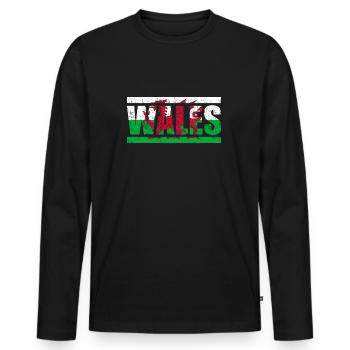 Wales - Männer Premium Bio Langarmshirt - Schwarz - Vorne - Nico (187cm)