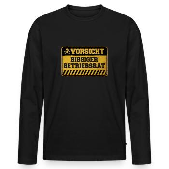 Vorsicht bissiger Betriebsrat - Männer Premium Bio Langarmshirt - Schwarz - Vorne - Nico (187cm)