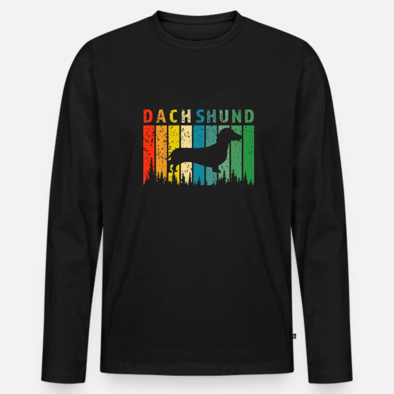 Dackel Retro-Design Dackel Geschenk - Männer Premium Bio Langarmshirt - Schwarz