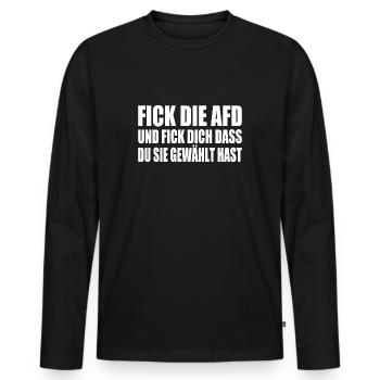 Fck afd - fick die afd - Männer Premium Bio Langarmshirt - Schwarz - Vorne - Nico (187cm)