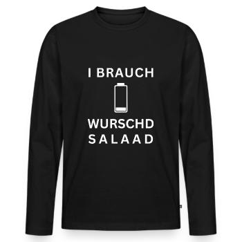 I Brauch Wurschdsalaad Schwäbisch Schwabe Bayer - Männer Premium Bio Langarmshirt - Schwarz - Vorne - Nico (187cm)