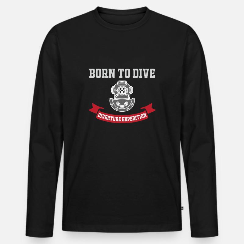 Born to Dive - Männer Premium Bio Langarmshirt - Schwarz