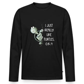 I just Really Like Turtles Schildkröte Spruch - Männer Premium Bio Langarmshirt - Schwarz - Vorne - Nico (187cm)