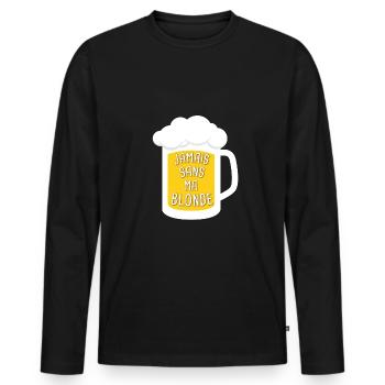 humour biere - T-shirt manches longues Premium bio Homme - noir - Devant - Nico (187cm)