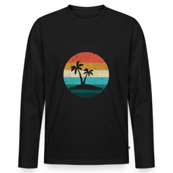 coucher soleil retro - T-shirt manches longues Premium bio Homme - noir - Devant - Nico (187cm)