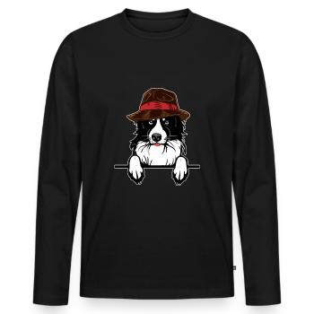 Hütehund Border Collie Hund mit Hut Geschenkidee - Männer Premium Bio Langarmshirt - Schwarz - Vorne - Nico (187cm)