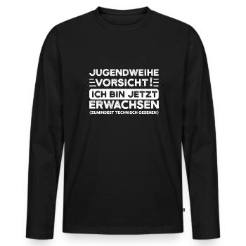 Jugendweihe Jugend Jugendfeier Geschenk - Männer Premium Bio Langarmshirt - Schwarz - Vorne - Nico (187cm)